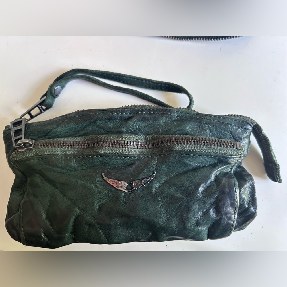NWOT leather zadig and Voltaire green wristlet